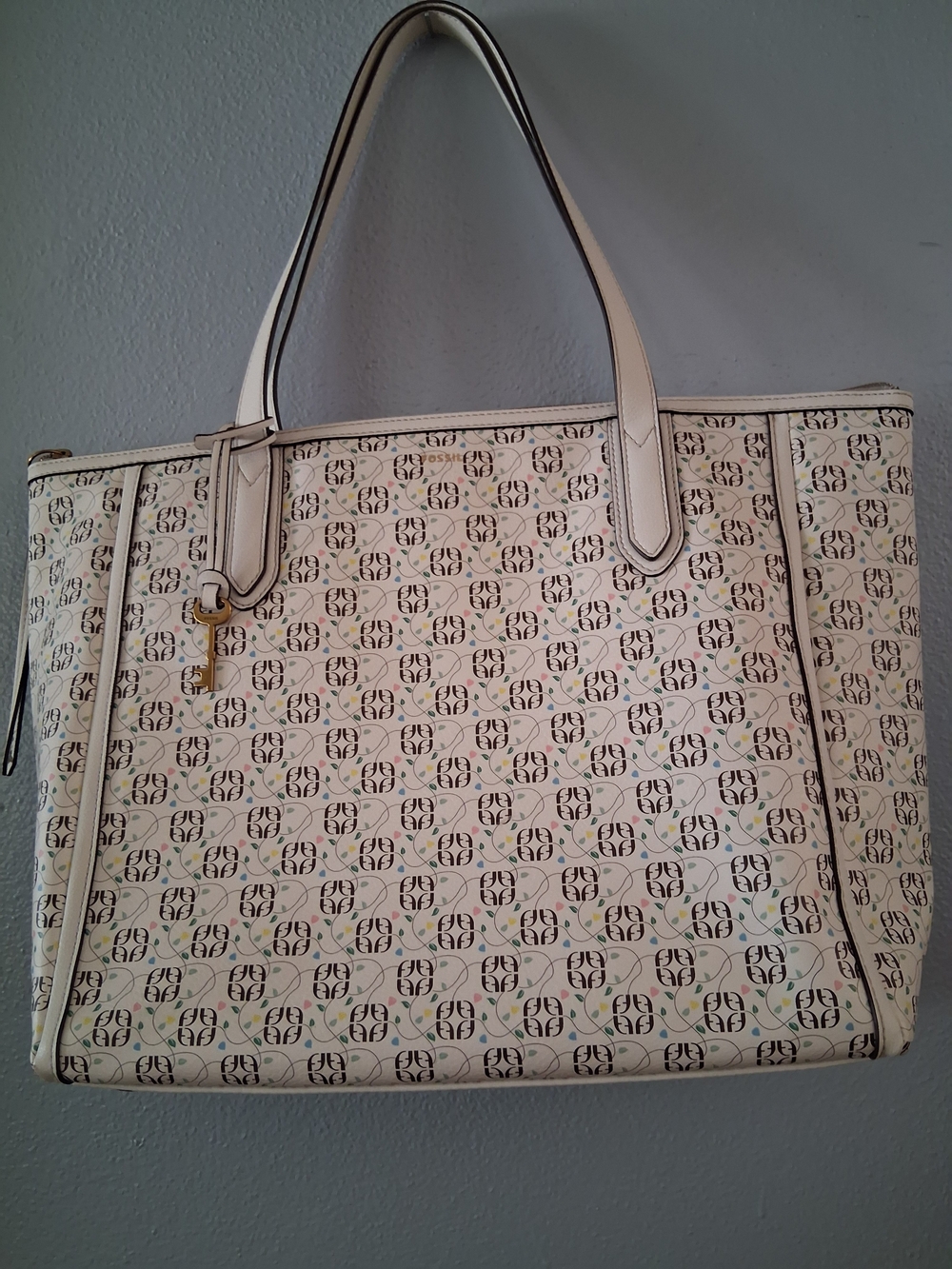 Fossil Cream Floral Patterned Tote Bag